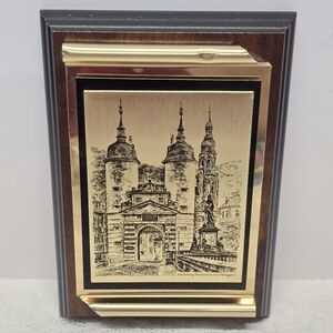 VTG Karl Theodor Old Bridge Heidelberg Brukentor Gate Metal Lithograph Germany